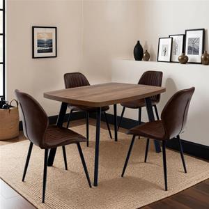 Dining Set with 4x Sheldon Charcoal PU Chairs