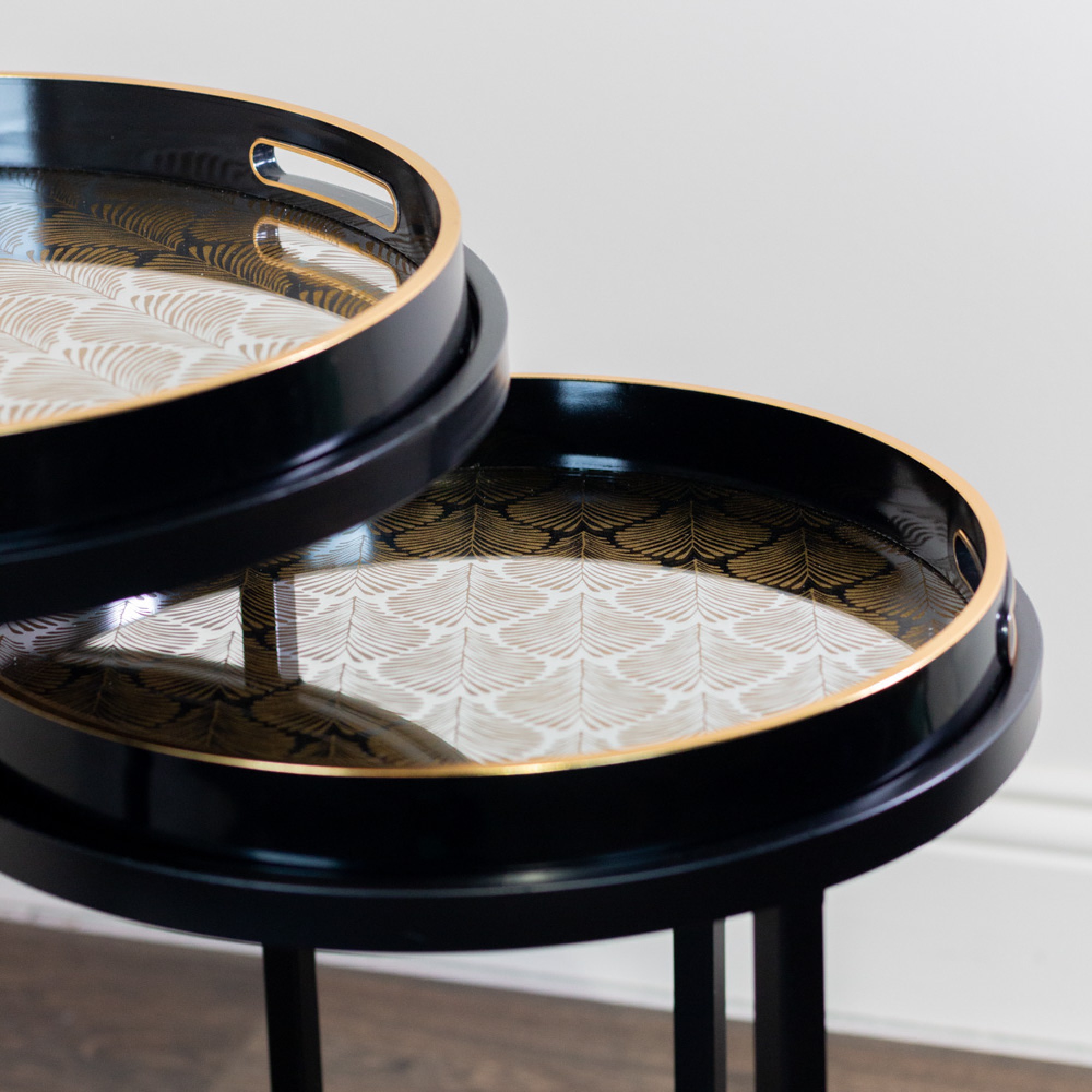 Bruna Black and Gold Tray Tables 2