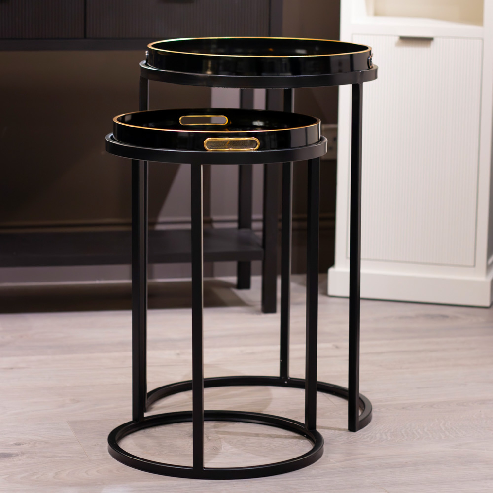 Bruna Black and Gold Tray Tables 1