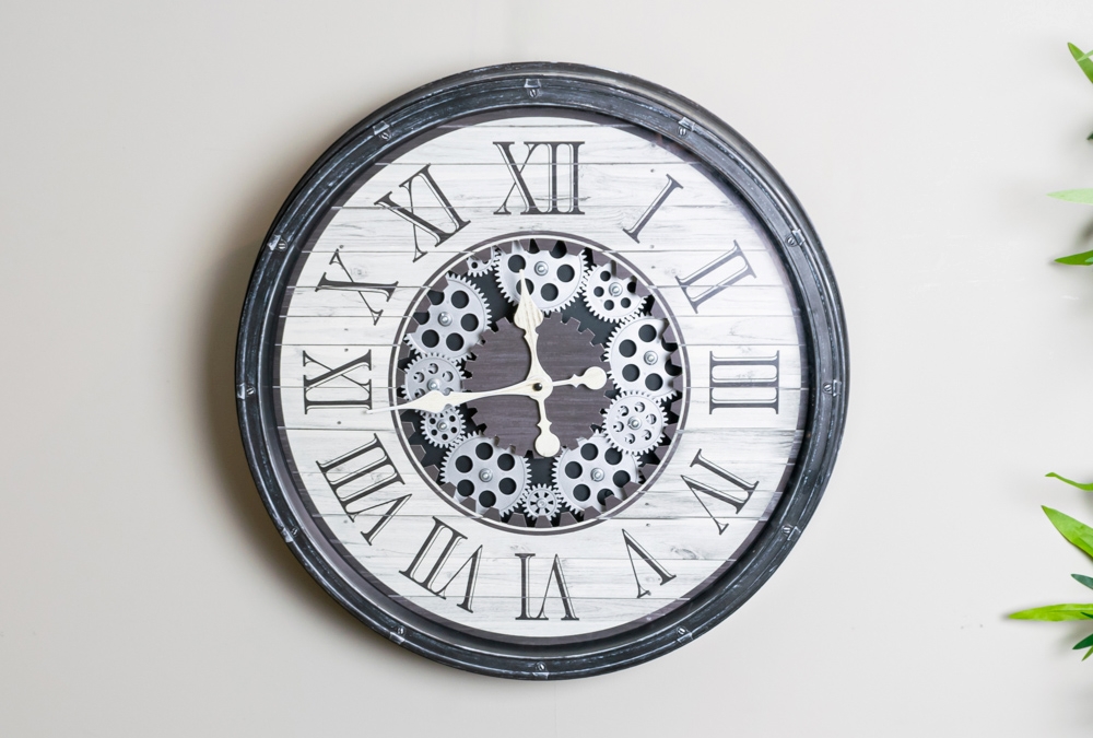 Gears Clock Antique Grey 1