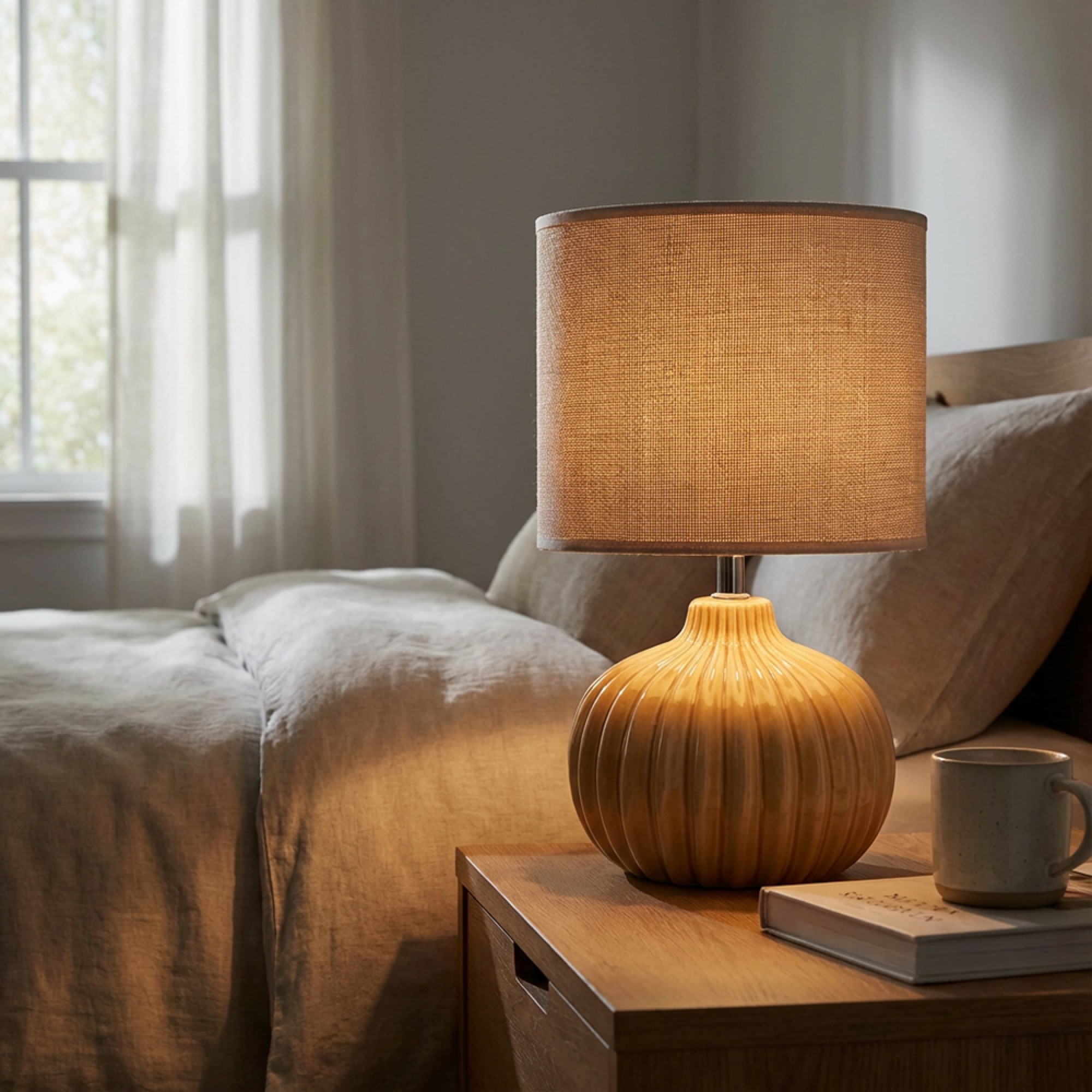 Dakota Ceramic Lamp Muted Yellow 1