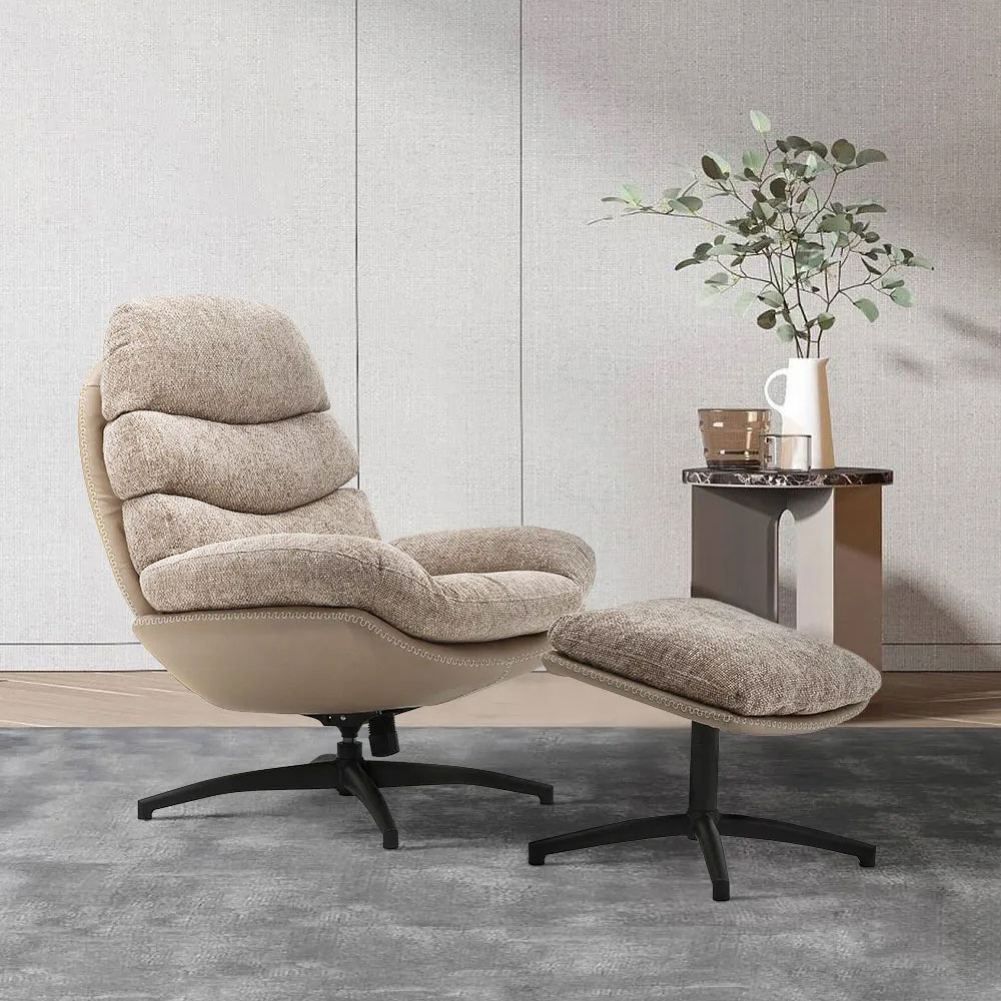Kylie Rocking Swivel Chair and Footstool 1
