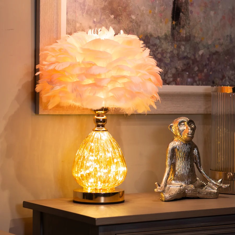 Raya Pink LED Feather Lamp  1