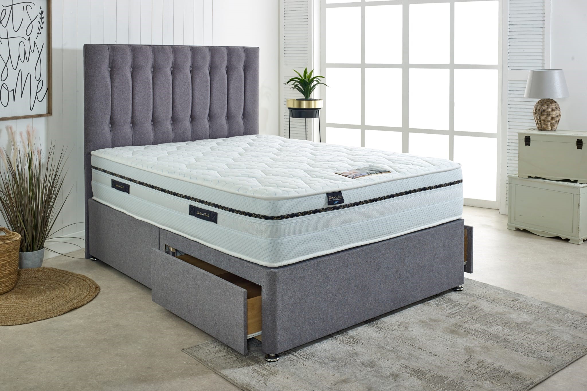 Savoy 1000 Pocket Divan set with 2 FREE Drawers and FREE Headboard 1