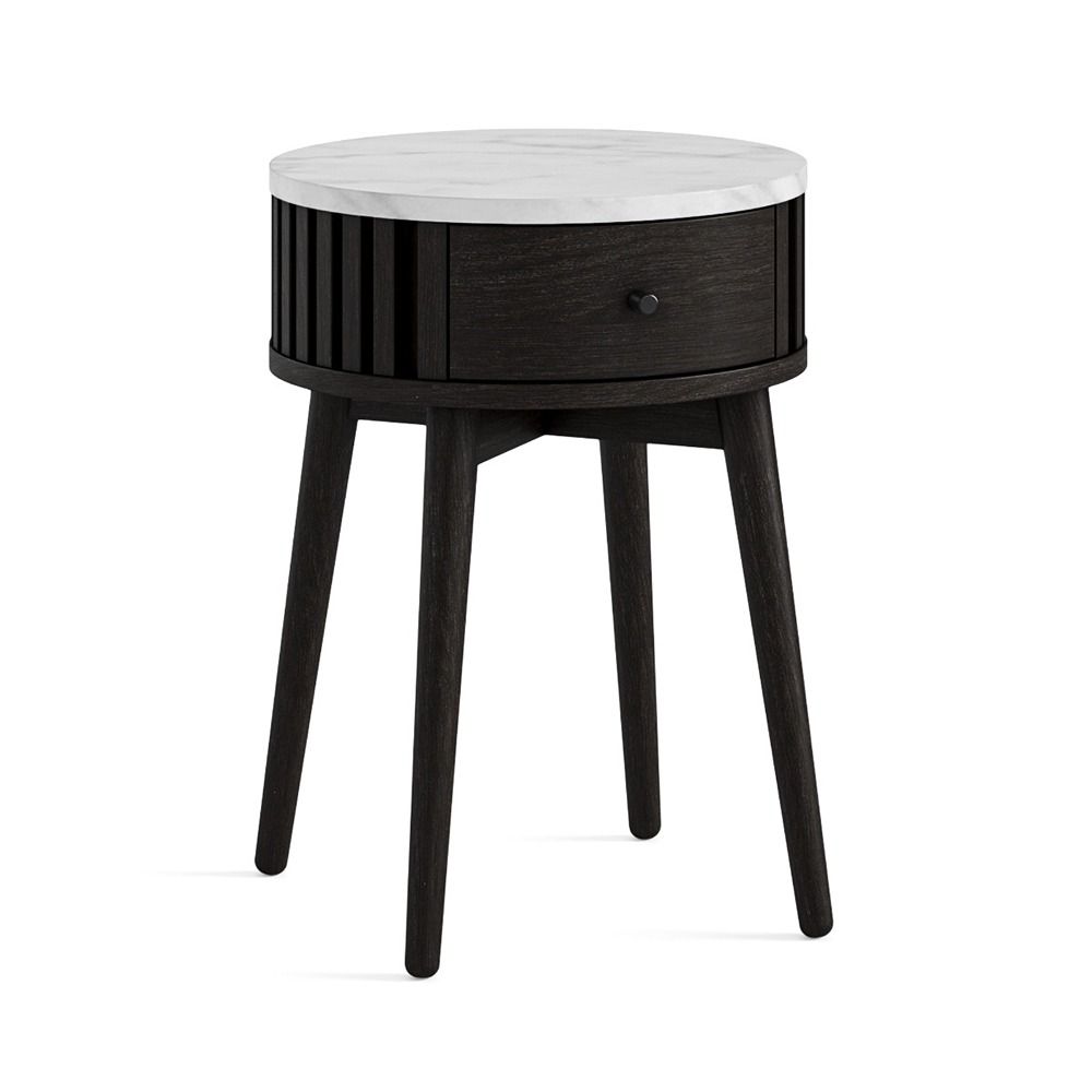 Sligo Black Marble Round Side Table  1