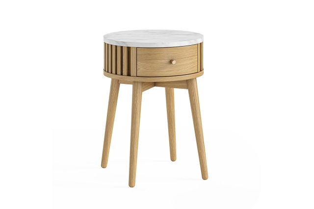 Sligo Oak Marble Round Side Table  1