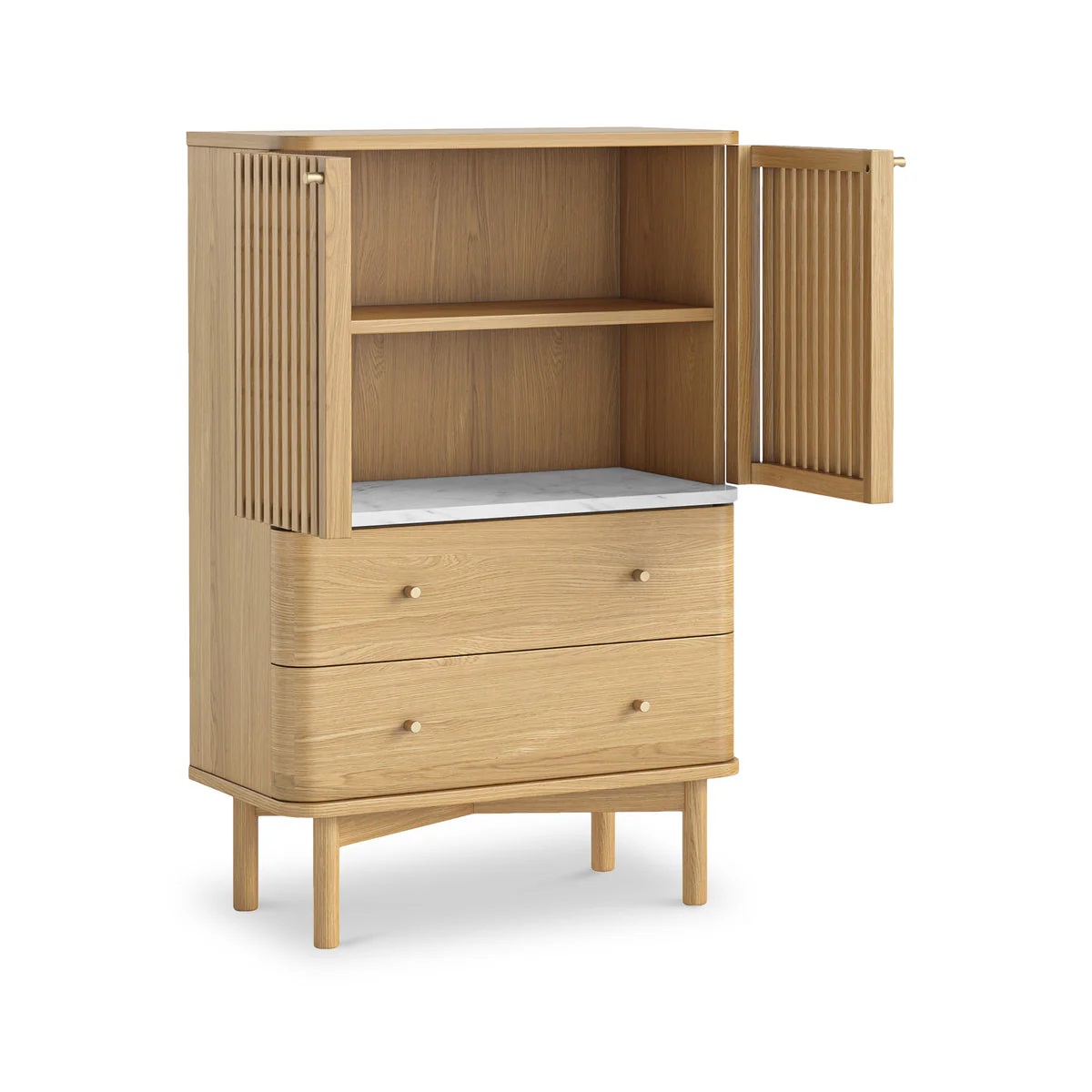 Sligo Oak Marble Shoe Cabinet 1