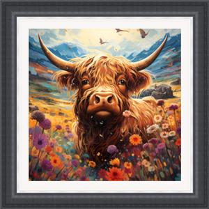 Highland Cow in Colourful Meadow 1 thumbnail