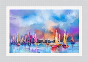 Oil Painted Colourful Boats 1 thumbnail