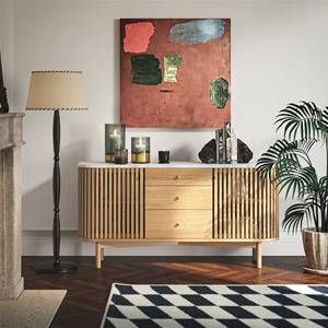 Sligo Oak Marble Sideboard with Drawers 1 thumbnail