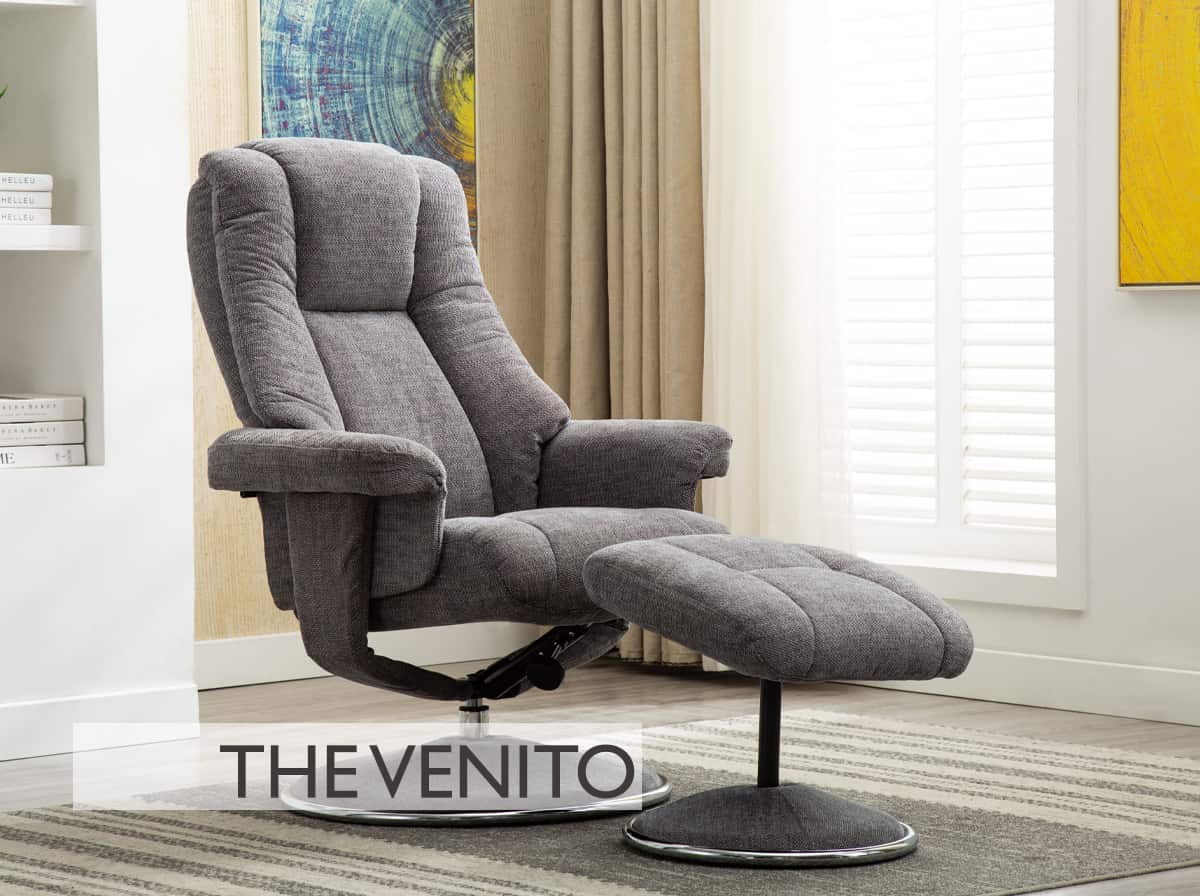 Venito Swivel Chair with Footstool  1